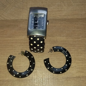 Pöttyös karóra, fülbevaló és egy francia csatt egyben eladó - kép 7