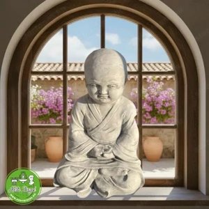 Békét sugárzó szerzetes szobor