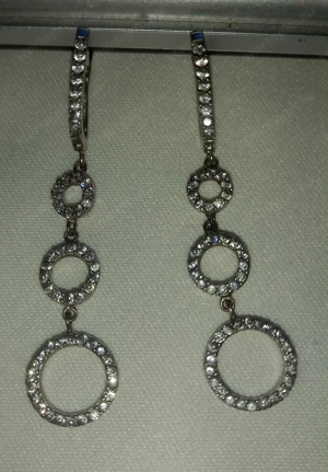 Strasszköves ezüst lógós antiallergén fülbevaló eladó, új! - kép 2