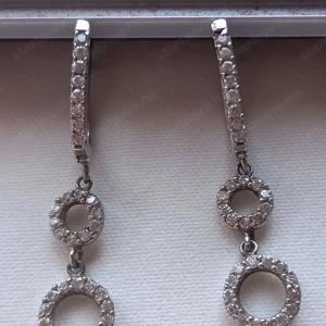 Strasszköves ezüst lógós antiallergén fülbevaló eladó, új! - kép 4