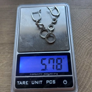 Strasszköves ezüst lógós antiallergén fülbevaló eladó, új! - kép 7