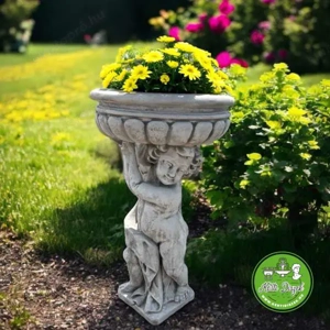 Nagy virágtartó puttó szobor - kép 4