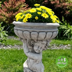 Nagy virágtartó puttó szobor - kép 3