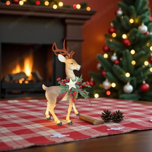 Dekoratív karácsonyi rénszarvas figura LED világítással 34cm - kép 2