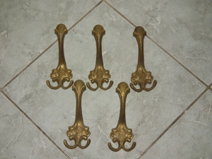 Nagyméretű réz fogasok három ágú 5 db egyben nr.2