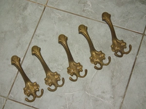 Nagyméretű réz fogasok három ágú 5 db egyben nr.2 - kép 3