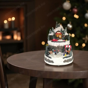 Karácsonyi falu két szinten világítással és mozgással, 23 13,5 30 cm - kép 2