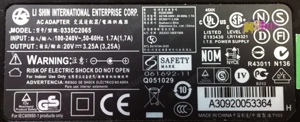 Li Shin 0335C2065, LSE9901A2070 laptop töltő adapter - 65W (20V 3.25A) - kép 2
