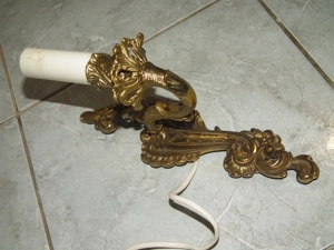 Pompás fajsúlyos egy gyertyás réz falikar nr.1 - kép 2