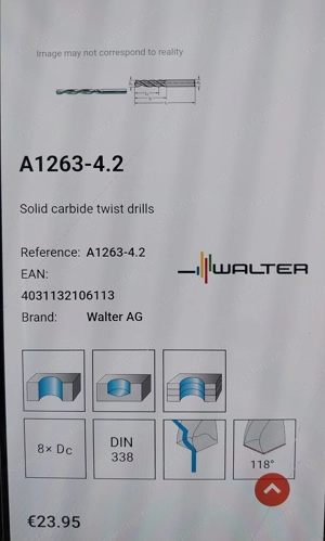 Eladó Walter D4.2 VHM fúró. - kép 3