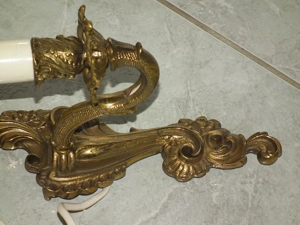 Pompás fajsúlyos egy gyertyás réz falikar nr.1 - kép 5