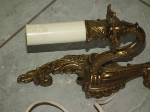 Pompás fajsúlyos egy gyertyás réz falikar nr.1 - kép 4