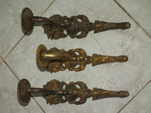 Pazar súlyos egy gyertyás réz falikarok 3 db. egyben nr.2 - kép 2