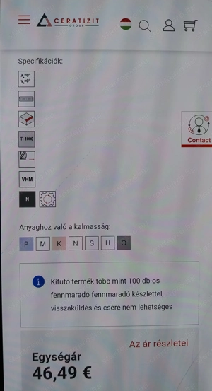 Eladó új WNT D4-90 fok VHM Ti1000 bevonatos maró. - kép 3