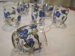 Karácsonyi áresés! Tiffany nagyon szép vizes pohár készlet vázával eladó - kép 2