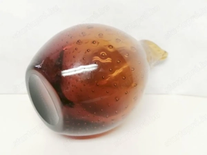 Gyönyörű borostyánsárga, körte alakú váza rendezett légbuborékokkal, Hirschberg, Wilhelm Braun-Feldw - kép 3