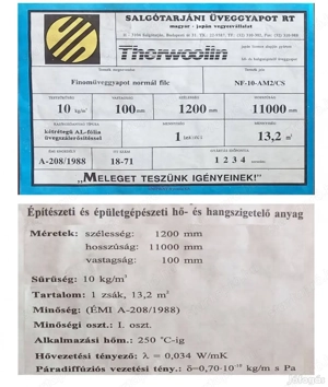 10 cm vastag alufóliás üveggyapot - új, bontatlan tekercsek! - kép 6