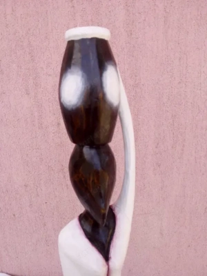 Vízhordó lányok. Bennszülött, törzsi szobor sorozat Indonéziából. Eredeti kézműves munka. - kép 3