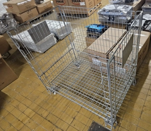 Görgős tároló acél alaplappal, 3 oldalrács, 125x126x85 cm-es 500 kg teherbírás - kép 2