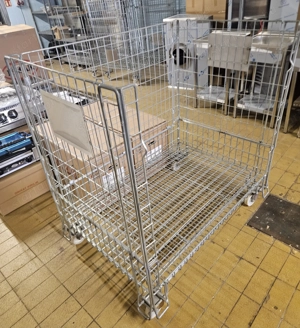 Görgős tároló acél alaplappal, 3 oldalrács, 125x126x85 cm-es 500 kg teherbírás - kép 4