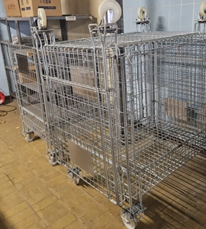 Görgős tároló acél alaplappal, 3 oldalrács, 125x126x85 cm-es 500 kg teherbírás - kép 5