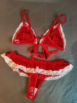 Szexi, csipkés karácsonyi női fehérneműszett  - kép 2