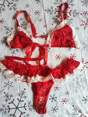Szexi, csipkés karácsonyi női fehérneműszett  - kép 5