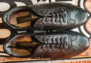 Ducavelli 43-as olasz, fekete téli bőr félcipő szőrme béléssel