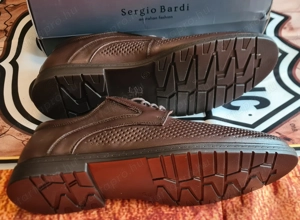 Sergio Bardi olasz nyári sötétbarna 43-as bőr félcipő