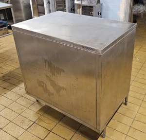 inox  munkaasztal szekrény 2 fiokkal 2 ajtóval köztes polccal 90x60x91cm-es - kép 3