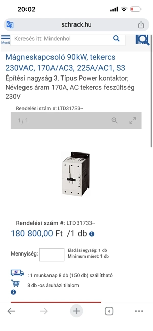 Mágneskapcsoló   Contactor 90kw - kép 3