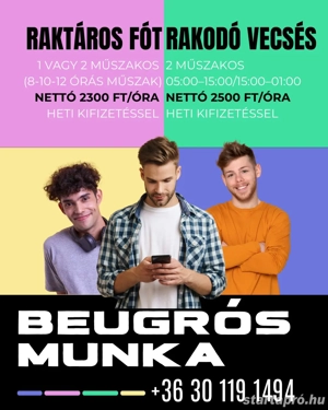 Raktári munkatárs Csepel-Vecsés-Fót