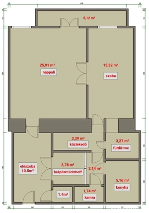 Eladó 74 nm-es, nagypolgári lakás az Erzsébet körúton   utcai nézet, erkély, felújítandó - kép 2