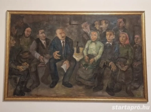 Szocreál olaj vászon festmény - kép 2