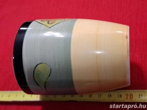 Négyzetben Lóhere festett 3 deci liter kerámia bögre pohár, eladó - kép 5