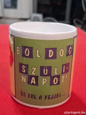 Boldog Szülinapot festett 0,3 Liter, kerámia bögre korsó, eladó