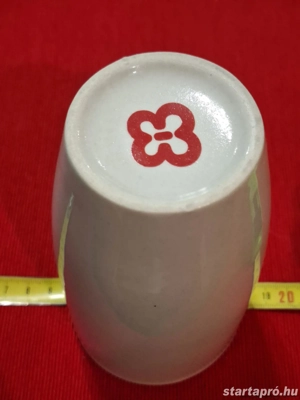 teh OCha + Budapest Bank jelzésű festett Porland kerámia bögre, eladó - kép 5