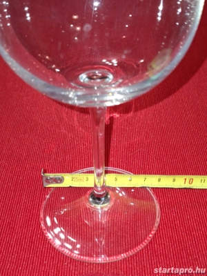 Üveg, fújt, karcsú szárú, 80-80-210 mm méretű boros pohár, eladó - kép 2