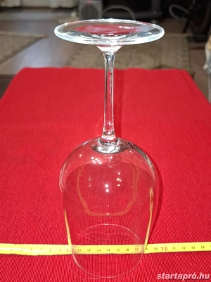 Üveg, fújt, karcsú szárú, 80-80-210 mm méretű boros pohár, eladó - kép 5
