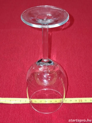 Üveg, fújt, tömzsi szárú, 70-80-180 mm méretű boros pohár, eladó - kép 3