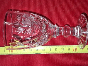 Üveg, ólomkristály, csizolt, száron gömbbel, 50-55-105 mm méretű pohár, eladó - kép 4