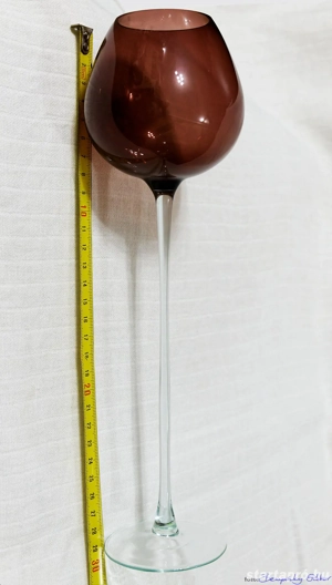 Üveg, fújt, extrém hosszú szárú, 69-50-290 mm méretű pohár, eladó - kép 5