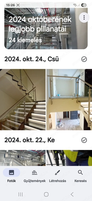 Fa, fém, üvegkorlát szerelése