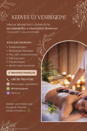 Megnyitottam Kecskeméten!  Szeretettel várlak a Renáta Masszázsban a Frangepán sétányon. - kép 2