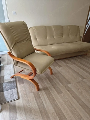 Bézs műbőr ülőgarnitúra  - kép 3