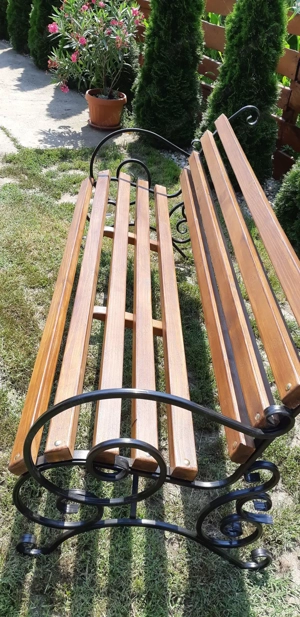 ,,Akciós" Kényelmes kerti pad kovácsolt vas lábal - kép 2