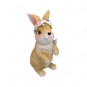 Dekoratív húsvéti nyúl figura virágkoszorúval 7x8x16 cm