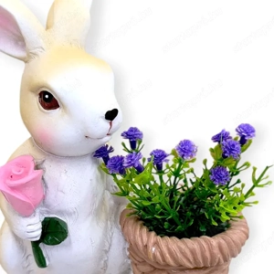 Nyuszi figura levendulás kosárral 12x8x15 cm - kép 2