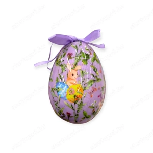 Húsvéti tojás lila   nyuszis virágos, 10 cm
