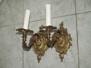 Fajsúlyos párban egy gyertyás réz falikarok 2 db. egyben - kép 8